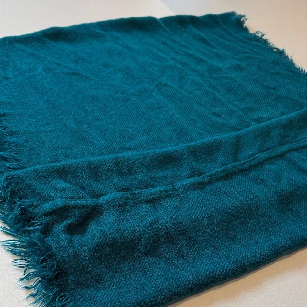 Fringed Infinity Loop Scarf, Teal Blue, 100% Acrylic, Soft